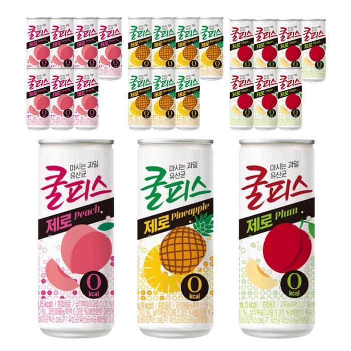셀러허브 식품 동원 쿨피스 제로 230ml 3종 혼합 구성 / 복숭아 8캔 + 자두 8캔 + 파인애플 8캔 / 총 24캔