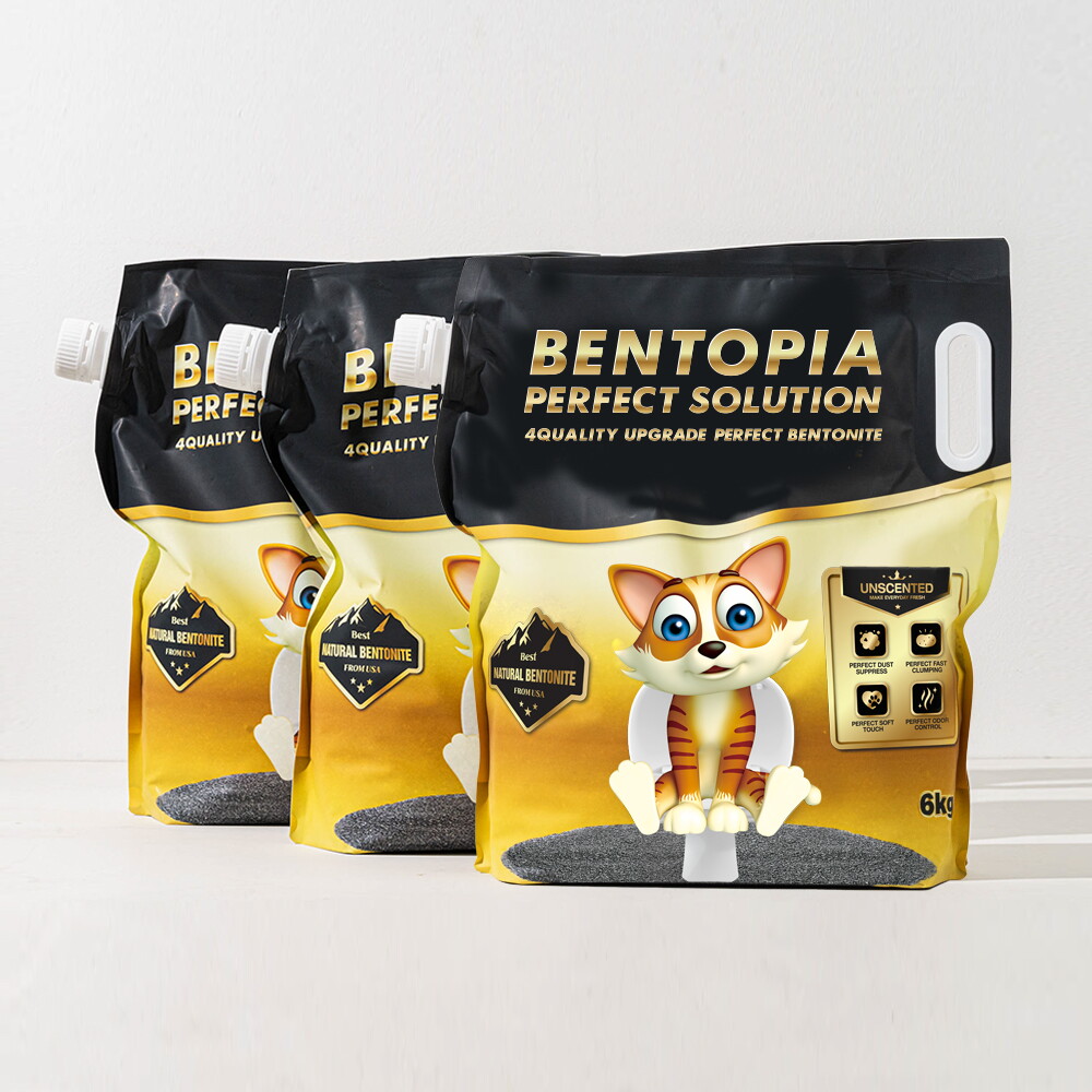 벤토피아 벤토피아 퍼펙트솔루션 먼지없는 벤토나이트 고양이 모래 6kg x 3개