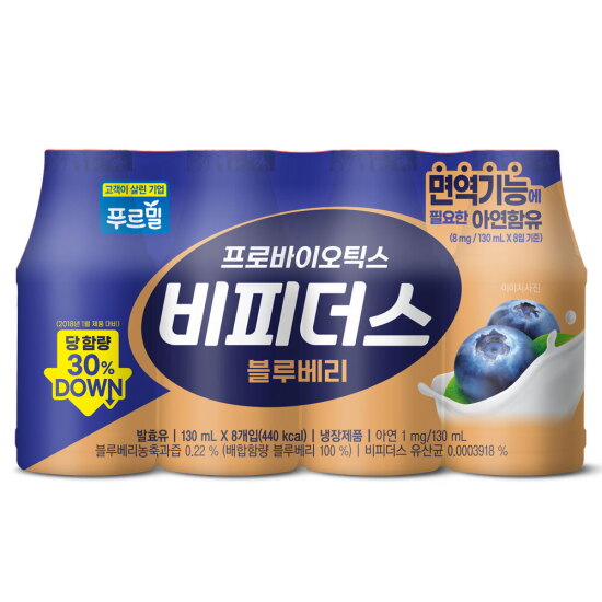 [푸르밀]푸르밀 비피더스 마시는 요구르트 블루베리 130ml 32개입