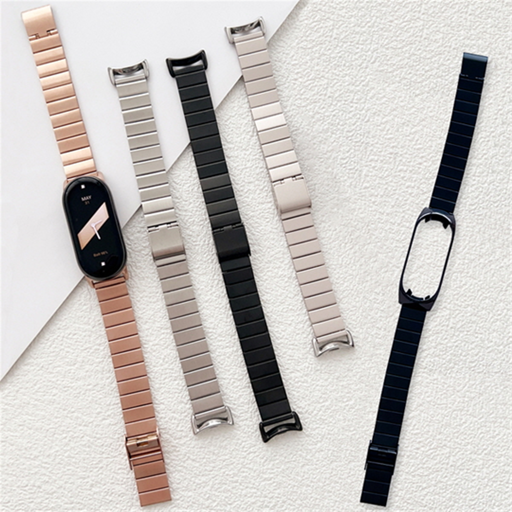 수나르 샤오미 미밴드10 9 8 프로 7 6 5 4 3 호환 캐주얼 메탈 밴드 시계줄 스트랩