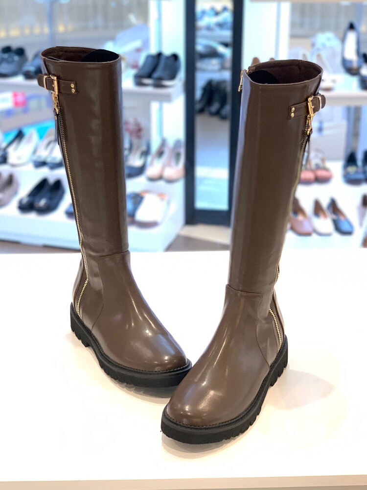 엘초이 [엘초이]라운드토 금장지퍼장식 3cm 롱부츠 FSF22SN2121