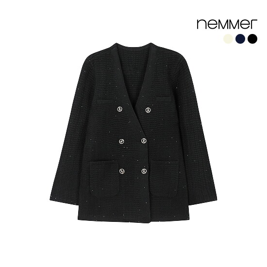 [네메르]◎25FW 캐시미어울 타임리스 시퀸 니트자켓