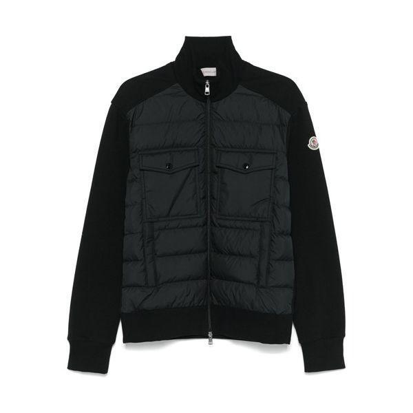 몽클레어 MONCLER [몽클레어] 로고 패치 니트 다운 믹스 집업 블랙 남성 자켓 8G00033 89AHS 999TEO