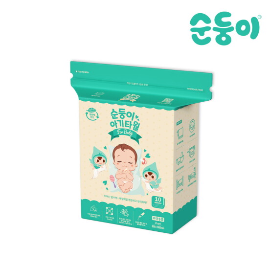 [순둥이][순둥이]생분해원단 일회용 아기타월 10매 1팩
