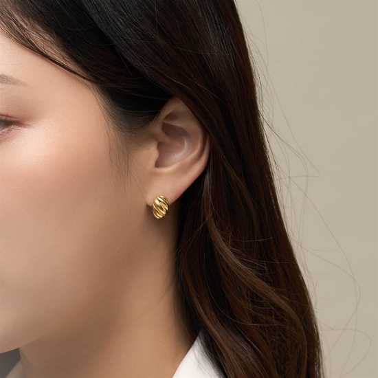 [한국금다이아몬드] 여자 순금 침 귀걸이 크루아상 24K 3g