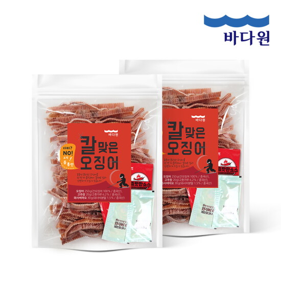 [바다원(주)][바다원]칼맞은 오징어 250g+250g(10~14미) 요즘핫한소스+와사비마요x4