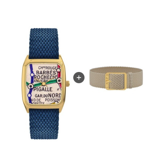 [랩스]시그니처 바르베스(코발트 블루 스트랩) + 18mm 베이지 골드 스트랩