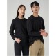 [빈폴(아울렛)][빈폴멘] 남녀공용 인터록 라운드 긴팔 티셔츠 - 블랙 (BC3741E025)