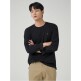 [빈폴(아울렛)][빈폴멘] 남녀공용 인터록 라운드 긴팔 티셔츠 - 블랙 (BC3741E025)
