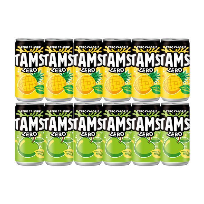 셀러허브 식품 롯데 탐스 제로 210ml 2종 혼합  / 사과 6캔 + 파인애플 6캔 / 총 12캔