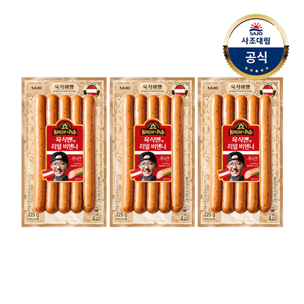 사조대림 [대림냉장] 하우스N펍 육식맨의 리얼비엔나 225g x 3개