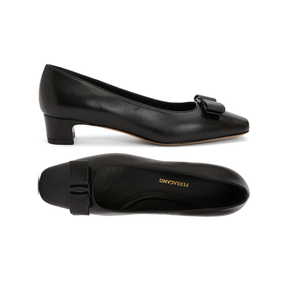 페라가모 살바토레 페라가모 26SS 리리 RIRRI 아이코닉 보우 펌프스힐 블랙 0785559