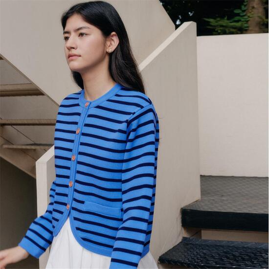[엽페(서울쇼룸)][엽페] STRIPE KNIT JACKET_BLUE
