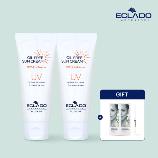 [에끌라두][2개세트] UV 오일프리 선크림70g 2개+이데베논 앰플샷 2개 증정(정상가 72,000원)