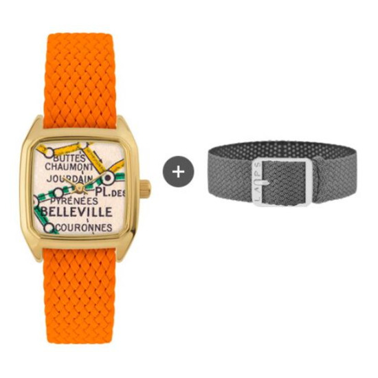 [랩스]프리마 벨빌(오렌지 골드 스트랩) + 14mm 그레이 실버 스트랩