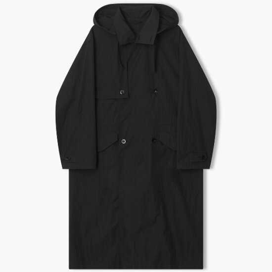 [리버클래시(남성)] 남성 26S/S 블랙 경량 후디 롱 트렌치코트 LMS20701