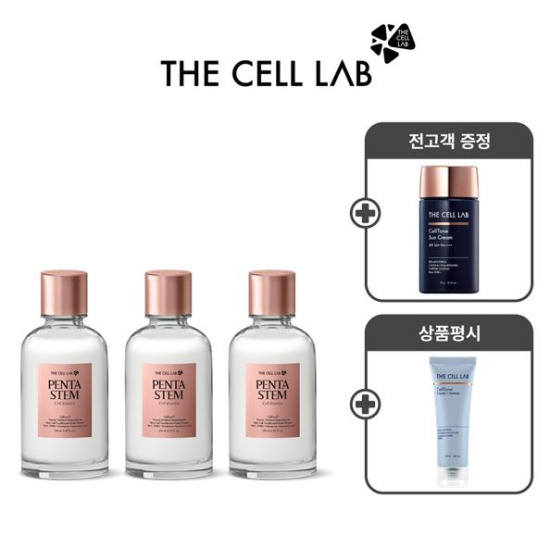 [더셀랩][피부구원패키지] 더셀랩 펜타스템 피부톤 안티에이징 스킨 부스팅 셀에센스 150ml * 3 + 무기자차 진정 선크림 1개 + 리뷰시 약산성 클렌저 100ml 