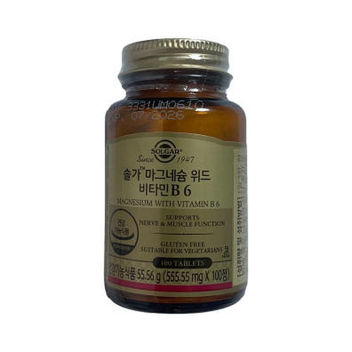 제조원: Solgar, Inc. / 수입원: 한국솔가(주) 셀러허브 식품 솔가 마그네슘 위드 비타민 B6 555.55mg x 100캡슐(LC)