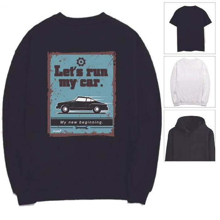 셀러허브 남성 [라일리] Rly 자동차 RUN MY CAR 레트로 올드카 동호회 반팔티