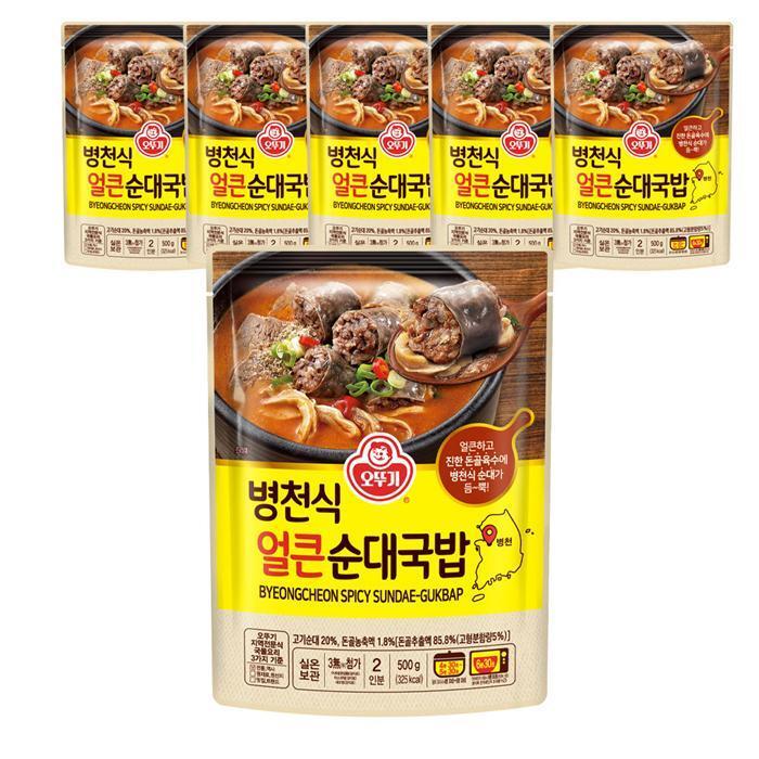 오뚜기 셀러허브 식품 오뚜기 병천 얼큰 순대국밥 500g X 6개 즉석 간편국