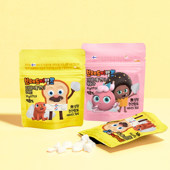 [휴롬키즈]브레드이발소 자일리톨 캔디 휴롬키즈 자일리톨 사탕 10봉 (레몬/복숭아)