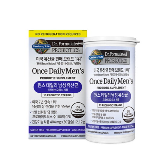 [마이카인드]가든오브라이프 닥터포뮬레이티드 원스 데일리 남성유산균 30캡슐 X 1개100억보장(소비기한24-07-01)