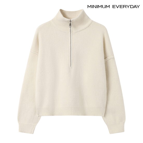 [미니멈](미니멈 에브리데이)데일리 무지 반하이넥 집업 니트 (EB4KT002D)