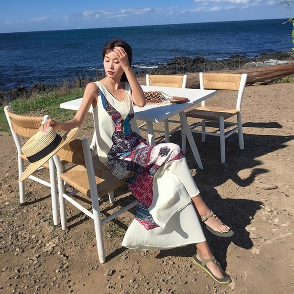 나야홍 나야홍 [하프클럽/나야홍]빅사이즈 406 기하악패턴나시점프슈트 DNTR109