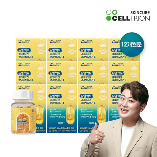 [12개월] 듀얼 액트 멀티비타민 알티지 오메가3 (1,210mg x 30캡슐 x 12박스)