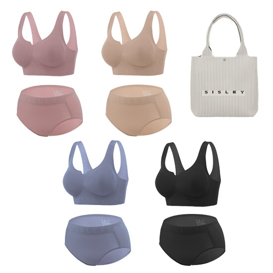 [시슬리]SISLEY 시슬리 25SS 컴포트 프리컷 퓨징 브라팬티 4세트 + 니트백