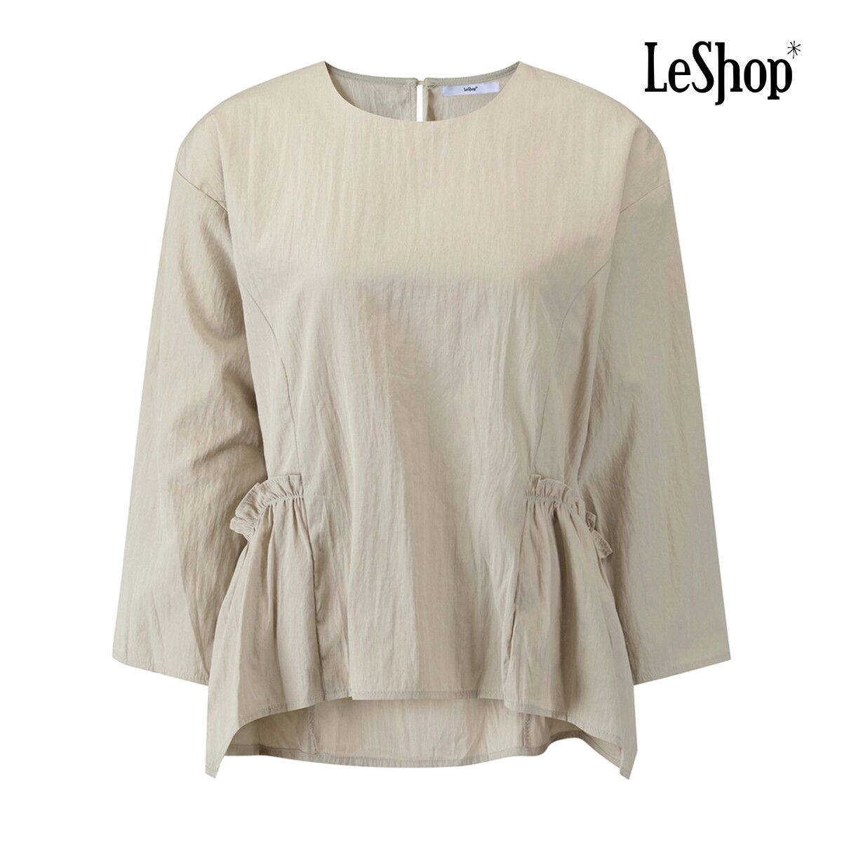 르샵 허리 프릴 밴딩 라운드넥 블라우스 BQ2BL027A