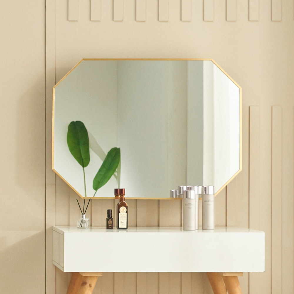 인우드 [인우드가구](포토리뷰 스벅쿠폰증정) 수란 드레스룸 팔각형 골드프레임 각도조절 회전거울