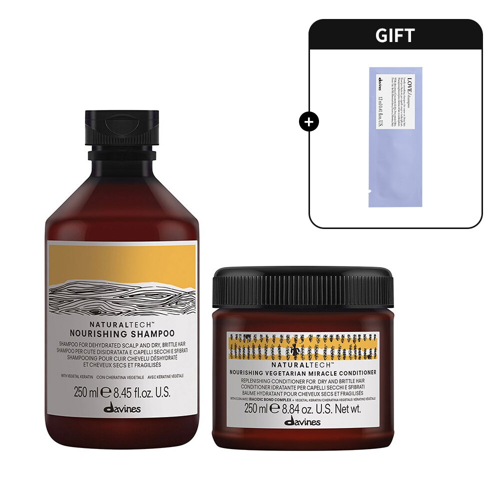 다비네스 (롯데단독) 너리싱 샴푸 250ml  컨디셔너 250ml + 러브 스무딩 샴푸 12ml 증정