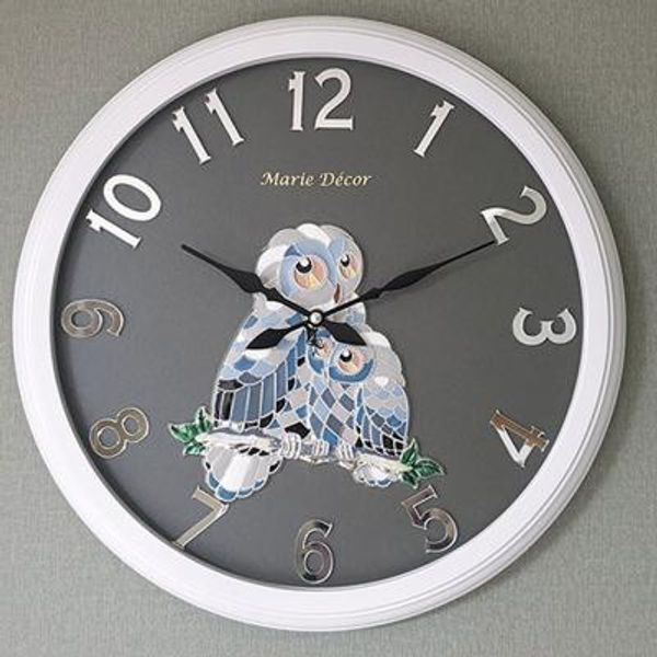 교보문고 EXTREMO 예쁜 인테리어 Wall Clock 미러넘버 부엉이 실버