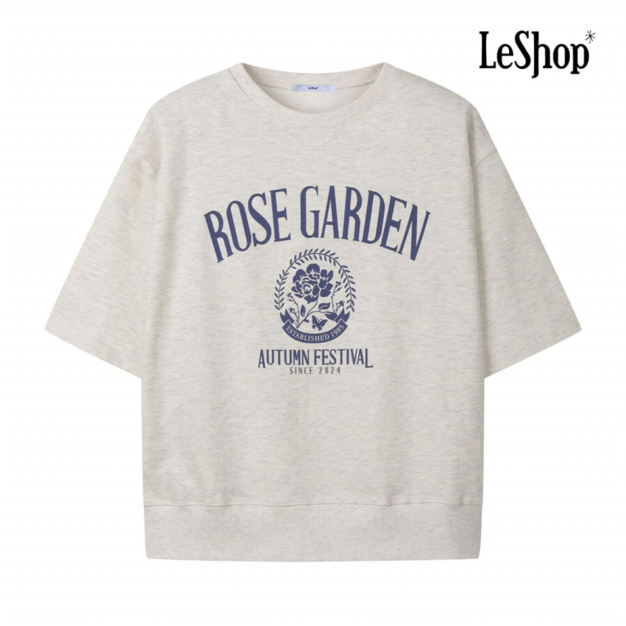 LESHOP [AK수원점] [르샵] 로즈 가든 맨투맨 반팔 티셔츠 (BQ1TS022A)