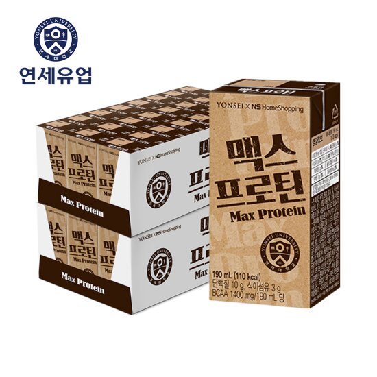 연세우유 맥스 프로틴 단백질 진득찰 추출물 음료 190ml (48팩)