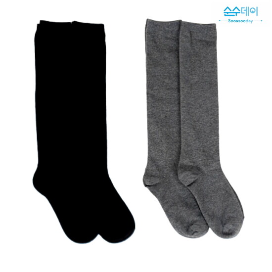 [순수데이][순수데이][여성/10켤레] 여성 프리미엄 무지 니삭스 양말 10켤레(블랙/그레이/혼합)