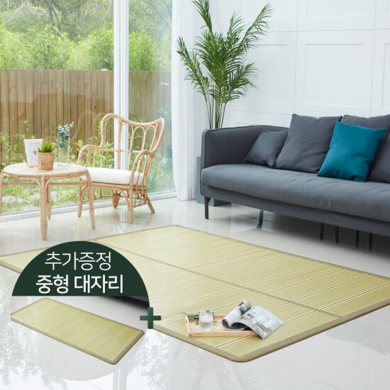 [리앤카페트](점보형)천연 원목 접이식 대나무자리(180x240cm)+(중형)대나무자리(90x180cm)