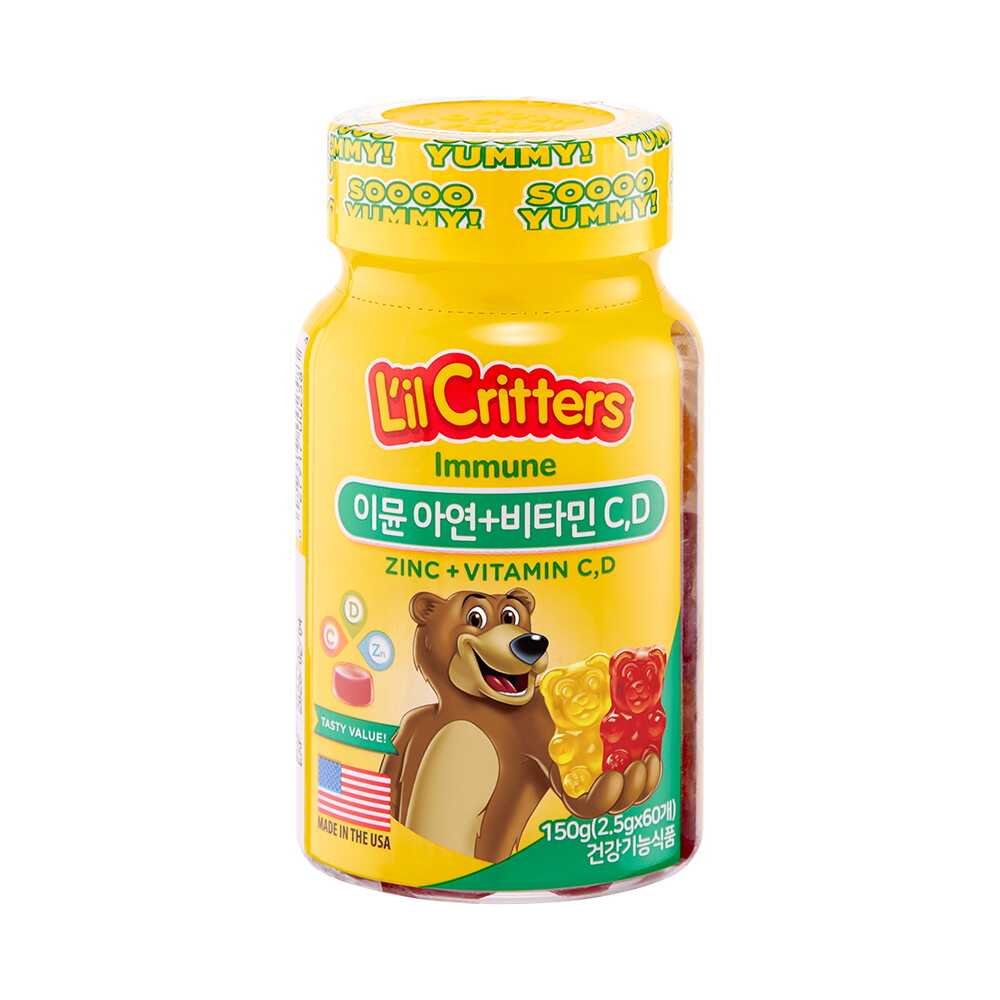 꾸미바이트 [릴크리터스] 꾸미바이트 이뮨 아연+비타민 C,D 60구미 1병