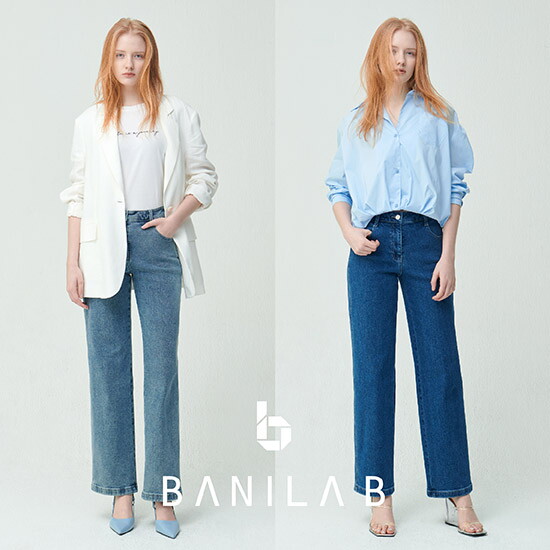 [바닐라비][최초가 79,900] 슬림와이드 데님 팬츠 2종 세트