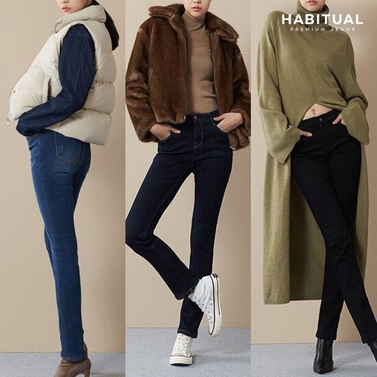 [HABITUAL]헤비추얼 벨로아 본딩 기모 데님 3종