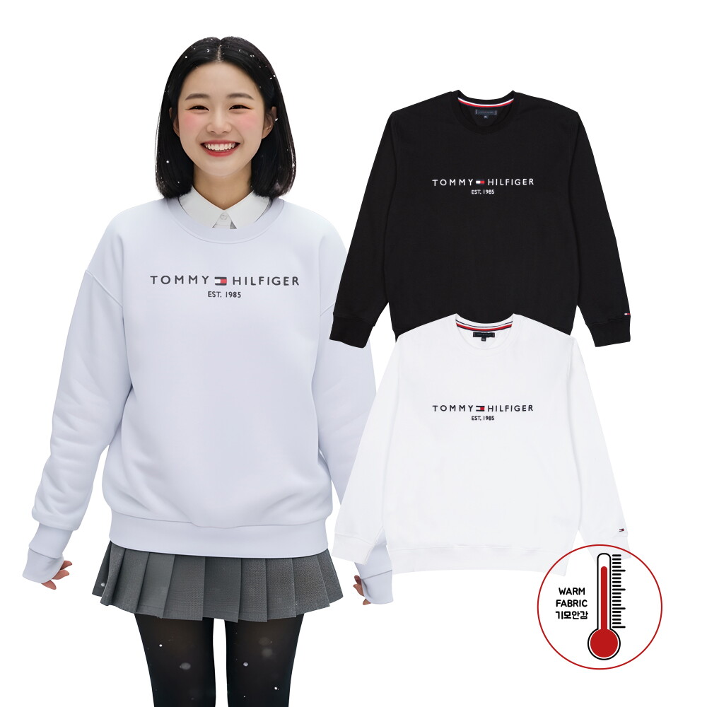위굿물류 타미힐피거 타미힐피거 기모 공용 자수로고 맨투맨 스웨트셔츠