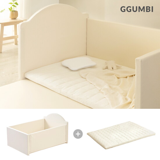 [꿈비]꿈비 60cm 하이가드 범퍼침대 대형 + 미미루 토퍼 90x140 세트