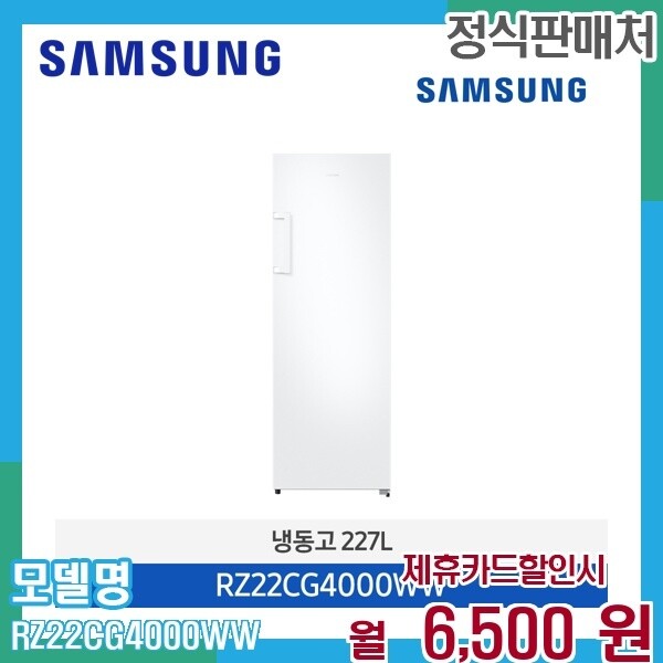 [렌탈]삼성 삼성 227L 서랍형 냉동고 스탠드형 슬림 1도어 RZ22CG4000WW 60개월 19500/60개월 의무사용
