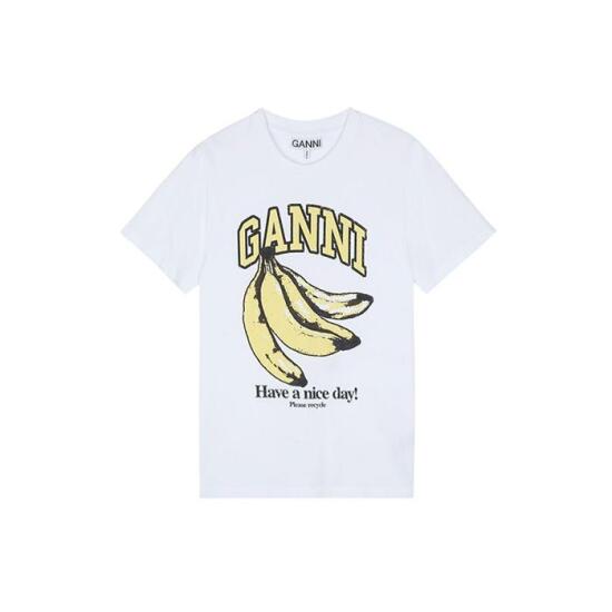 [가니]가니 여성 BANANA 프린팅 릴렉스핏 반팔 티셔츠 화이트 T3861-151