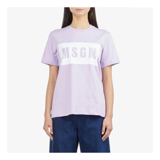 [MSGM] 여성 박스 로고 반팔티 퍼플 MGM22FRTS304PP