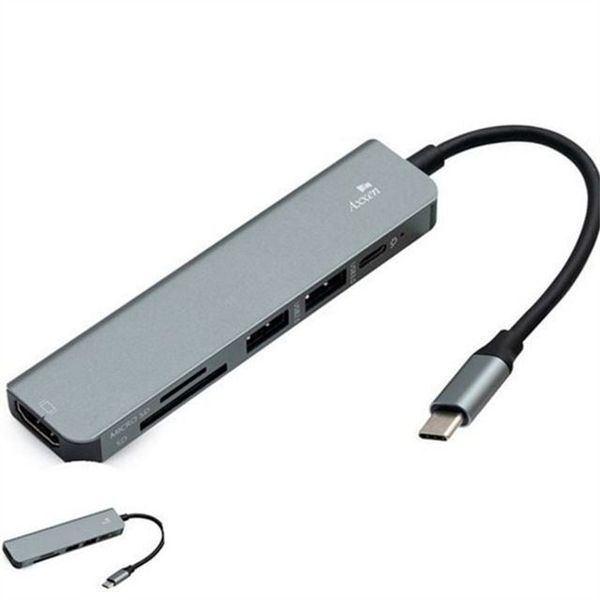 알티피아 [하프클럽/알티피아]c 타입 멀티 6in1 usb c 타입 맥북 외장 노트북 데스크탑 충전 하드 리더기 카드 유선