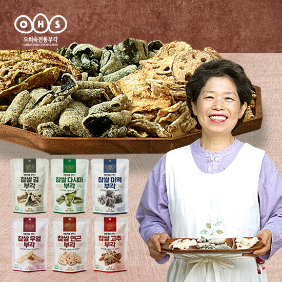 [오희숙전통부각][오희숙전통부각] 오희숙 찹쌀부각 6종 혼합 12팩 총360g