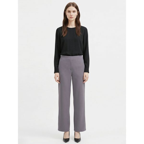 마미스클로젯 [하프클럽/샵앤]국산 여성 사방스판 매직 일자 밴딩 슬랙스 팬츠 INT-WPT-21173-진그레이