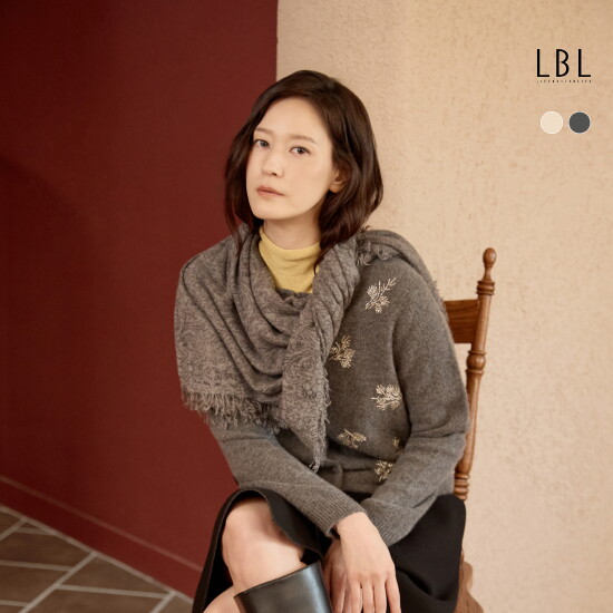 [LBL] ○[LBL X 로라애슐리] 26FW 캐시미어100 로라 뜨왈 머플러